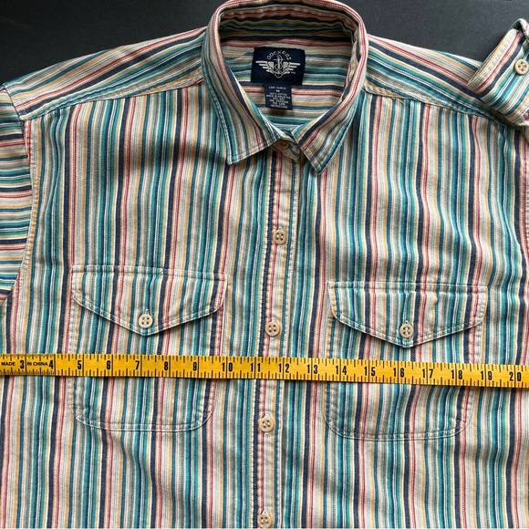 VINTAGE WOMENS DOCKER 100% COTTON BUTTON UP LONG SLEEVE STRIPED SHIRT SIZE MED - Picture 6 of 9